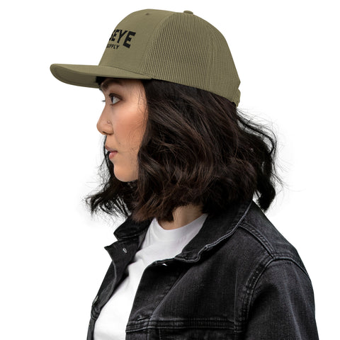 Kate's Favorite Trucker Cap | Bullseye Black Text Logo