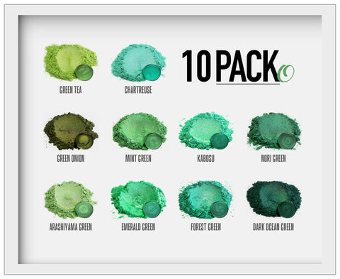 10 Color Pigment Powder Variety Pack Set O - Greens