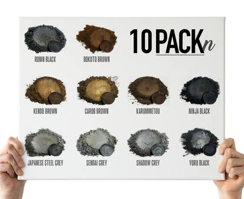 10 Color Pigment Powder Variety Pack Set N - Black / Brown / Grey